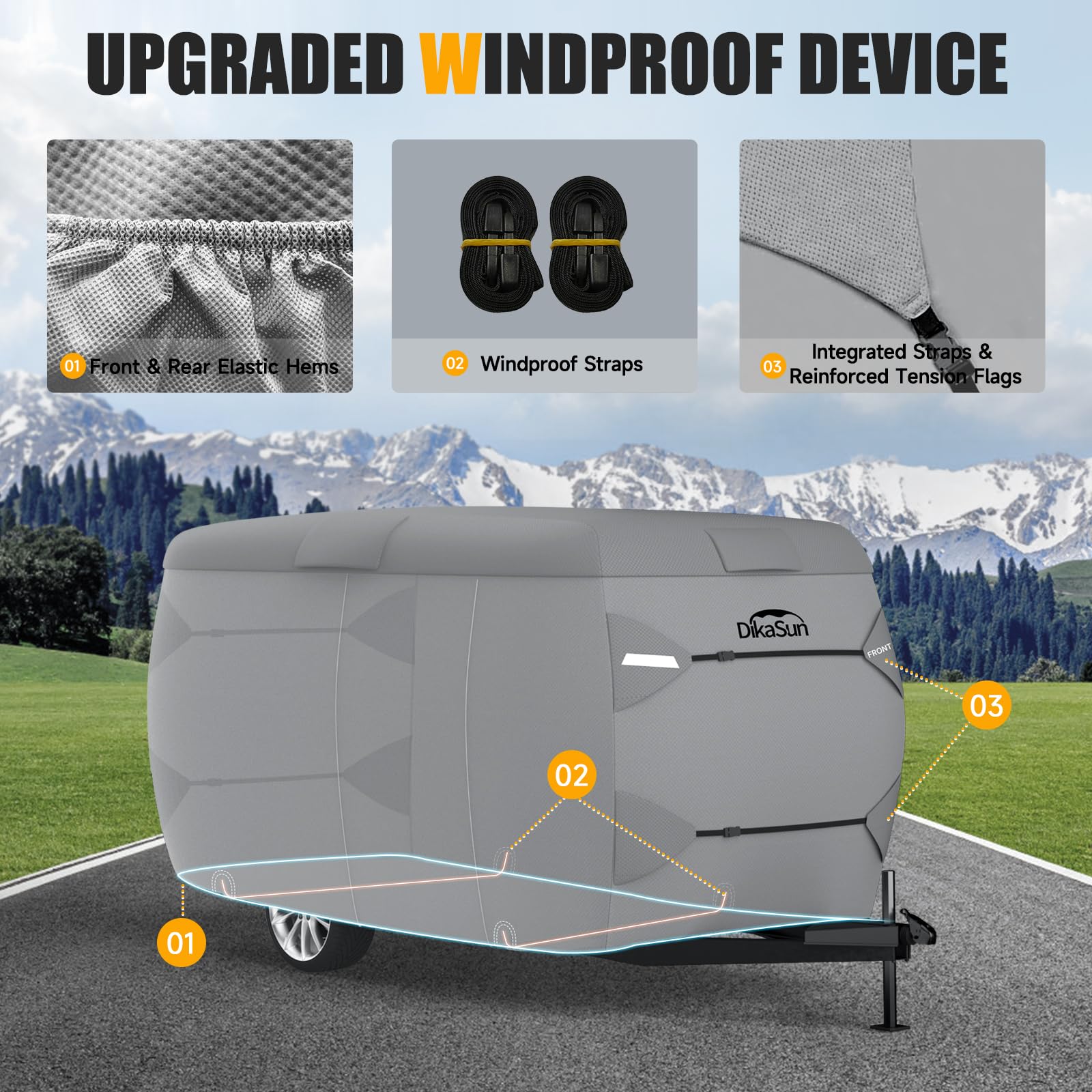7-Layer Fiberglass RV Travel Trailer Cover - Waterproof, Tear-Resistant Camper Cover for 8'-10' Trailers | All-Weather Protection for Motorhomes, Campers & Outdoor Adventures