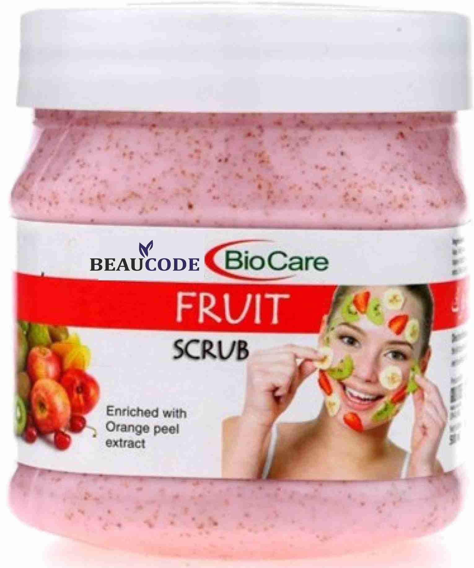 Beaucode BioCare Natural Fruit Face Scrub 250g - Gentle Exfoliator for Women & Men, All Skin Types | Paraben-Free, SLS-Free, Sulfate-Free, Cruelty-Free | Brightening & Hydrating Facial Cleanser for Daily Skincare Routine