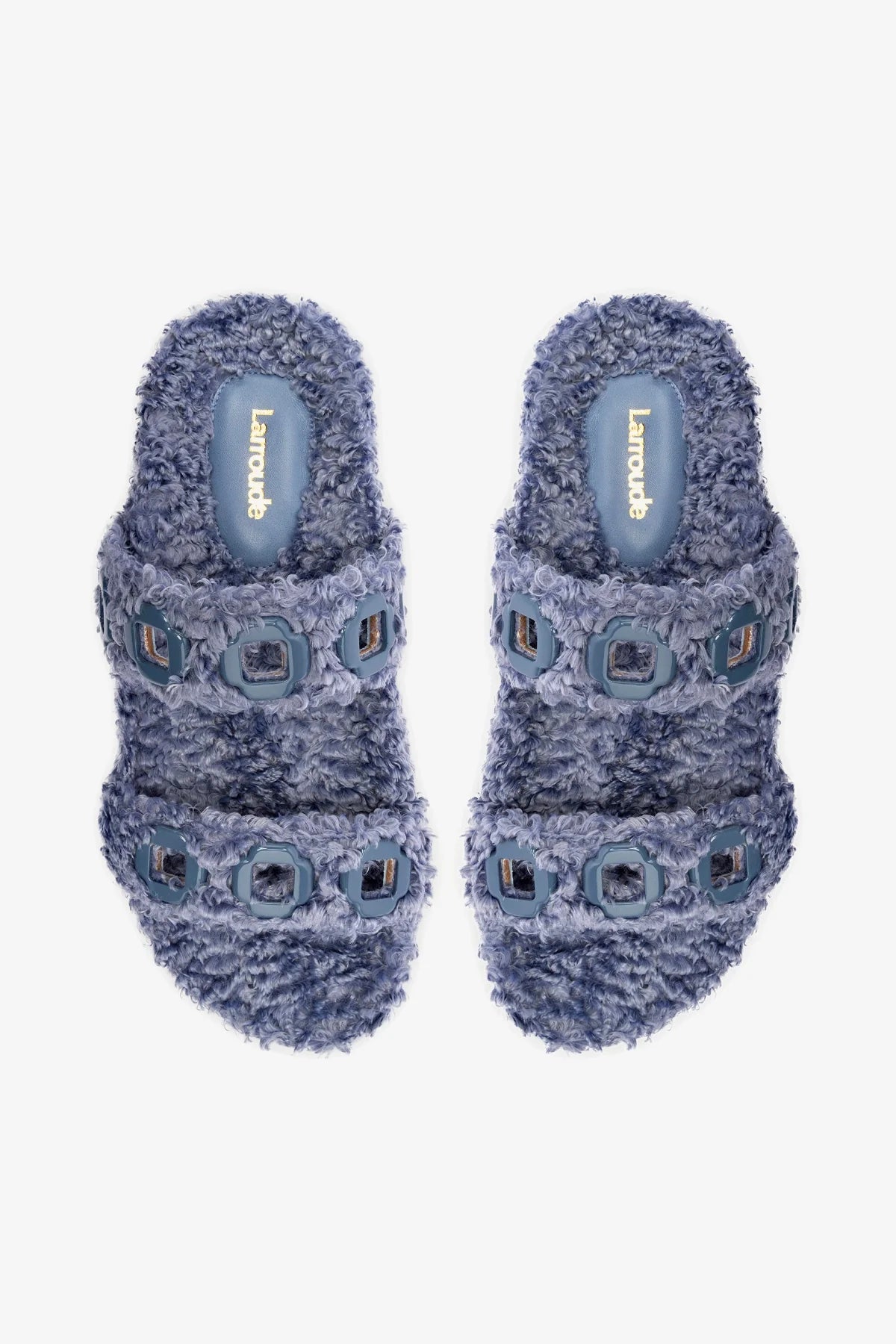 Luxury Milan Slide Slippers in Blue Faux Fur - Cozy House Shoes for Women, Perfect for Indoor Comfort, Lounging & Relaxation at Home