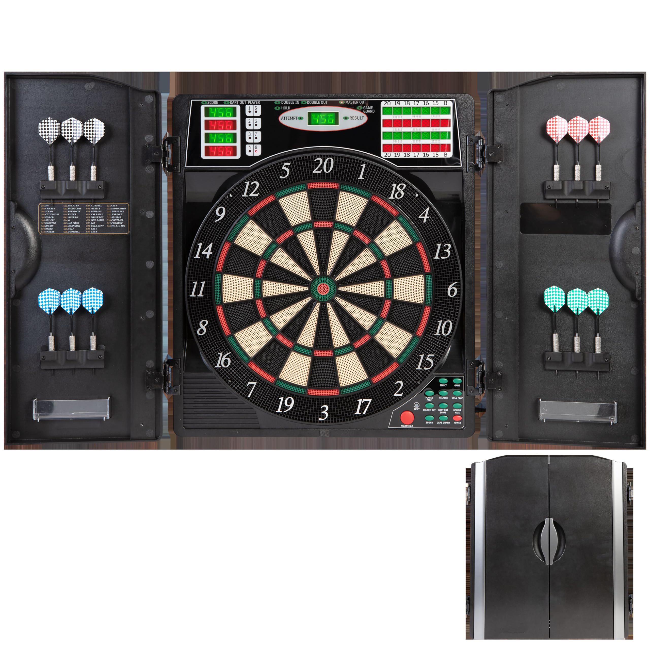 Arachnid Titanium 5400 Electronic Dartboard Set with Cabinet - Professional Steel Tip Dart Board Game for Adults - Perfect for Home Bars, Game Rooms & Man Caves
