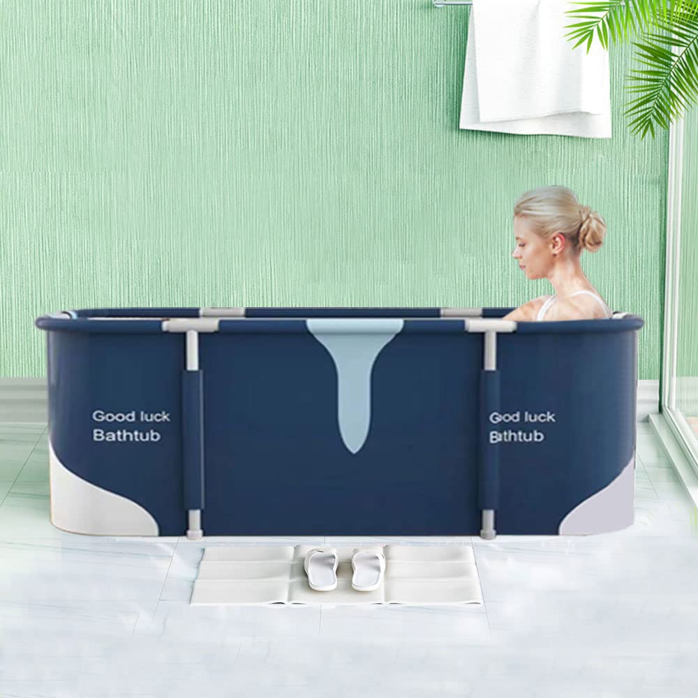 Foldable 53 Inch Portable Ice Bath Tub for Adults - Cold Plunge & Hot SPA Bathtub for Muscle Recovery, Relaxation, and Hydrotherapy | Perfect for Home Gym, Outdoor Use, and Post-Workout Recovery