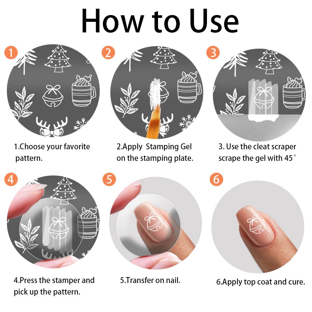 PandaHall Winter Christmas Nail Art Plates Set - 3PCs Reusable DIY Nail Design Templates for Holiday Manicures, Perfect for Christmas Parties & Gift Giving