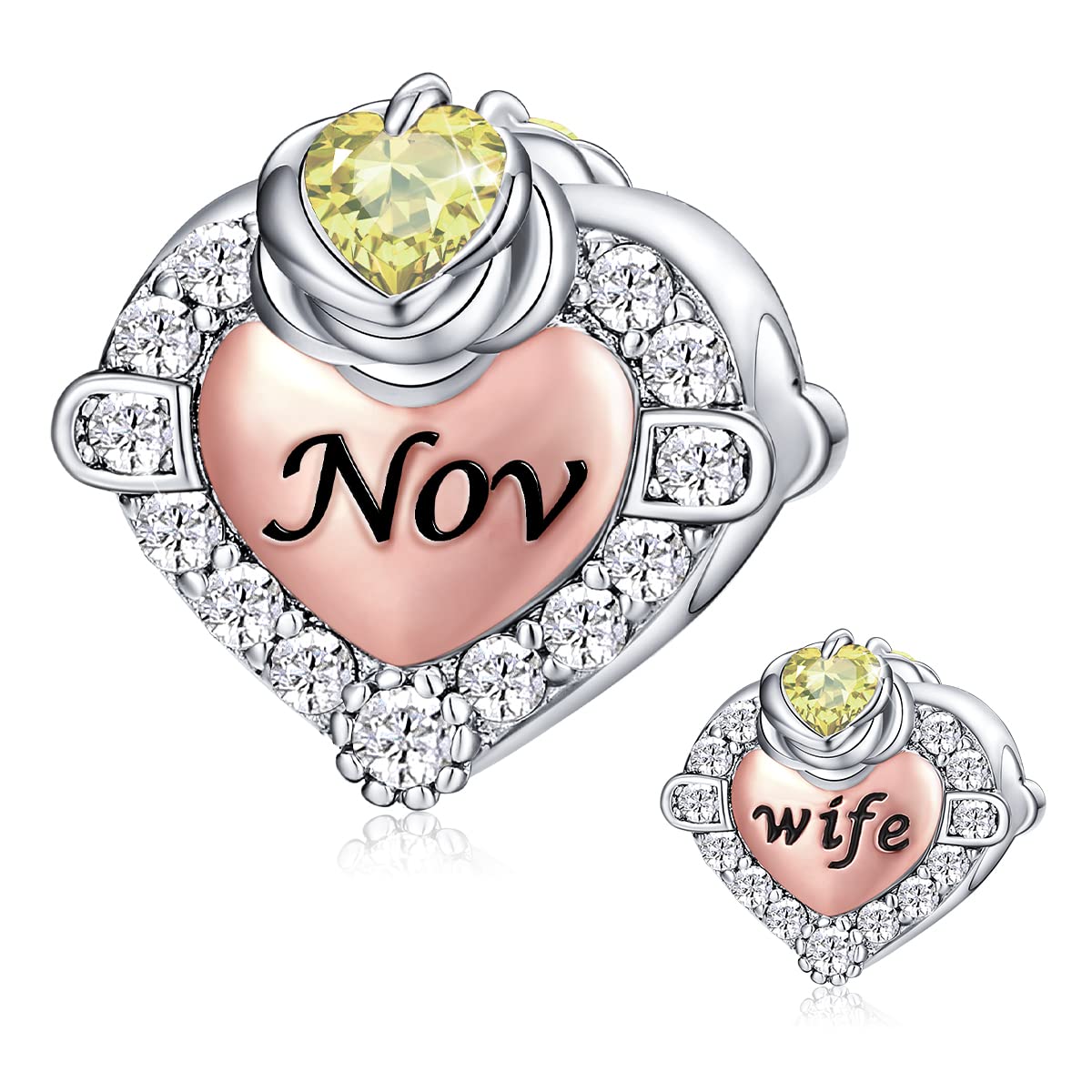 Forever Queen Birthstone Charms for Bracelets & Necklaces - 925 Sterling Silver & Rose Gold Heart Flower Beads - Perfect Birthday Gift for Wife, Mother, Daughter - Jewelry for Anniversary, Valentine's Day & Special Occasions