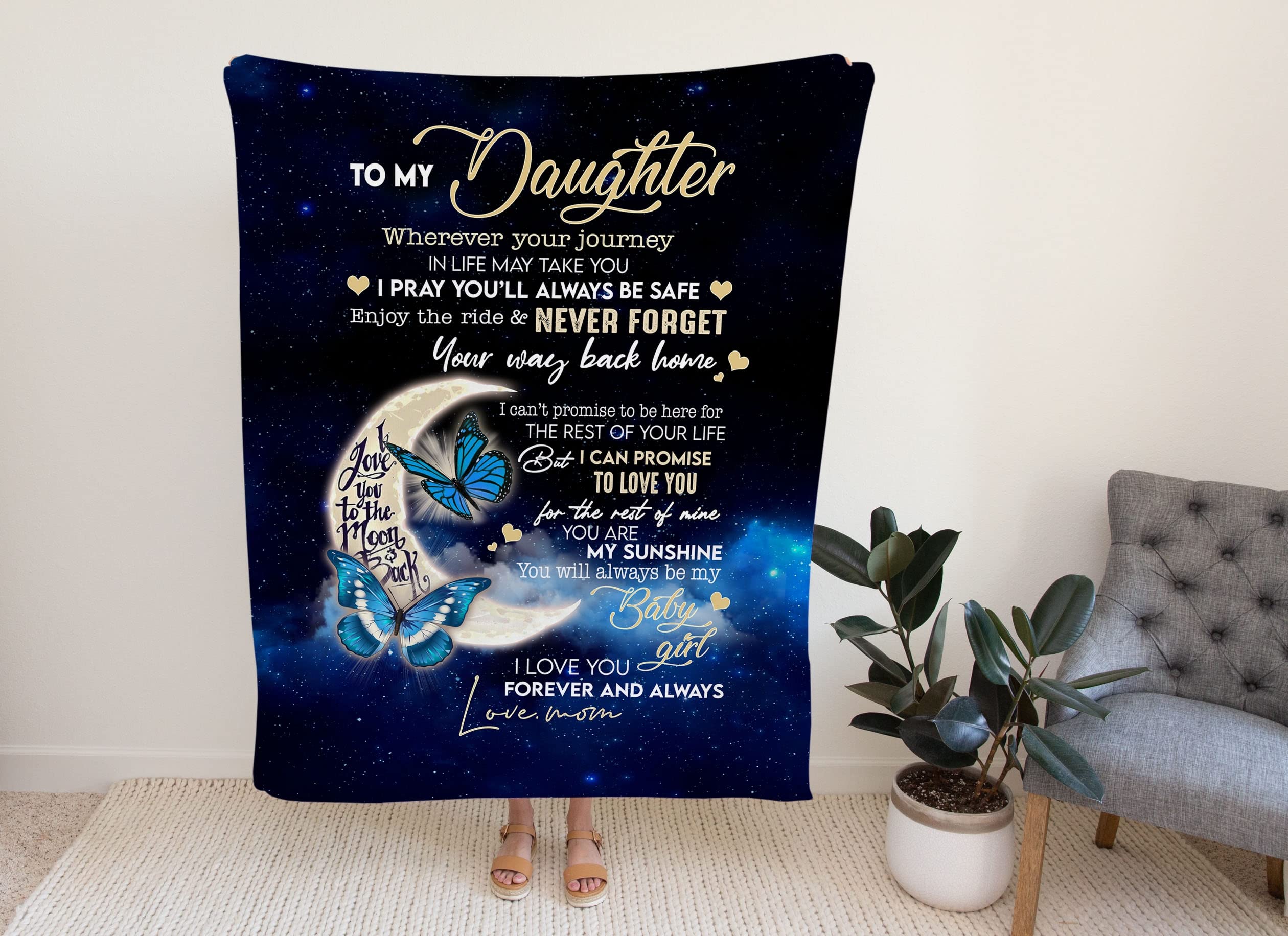 Personalized Butterfly Fleece Blanket for Daughter - 
