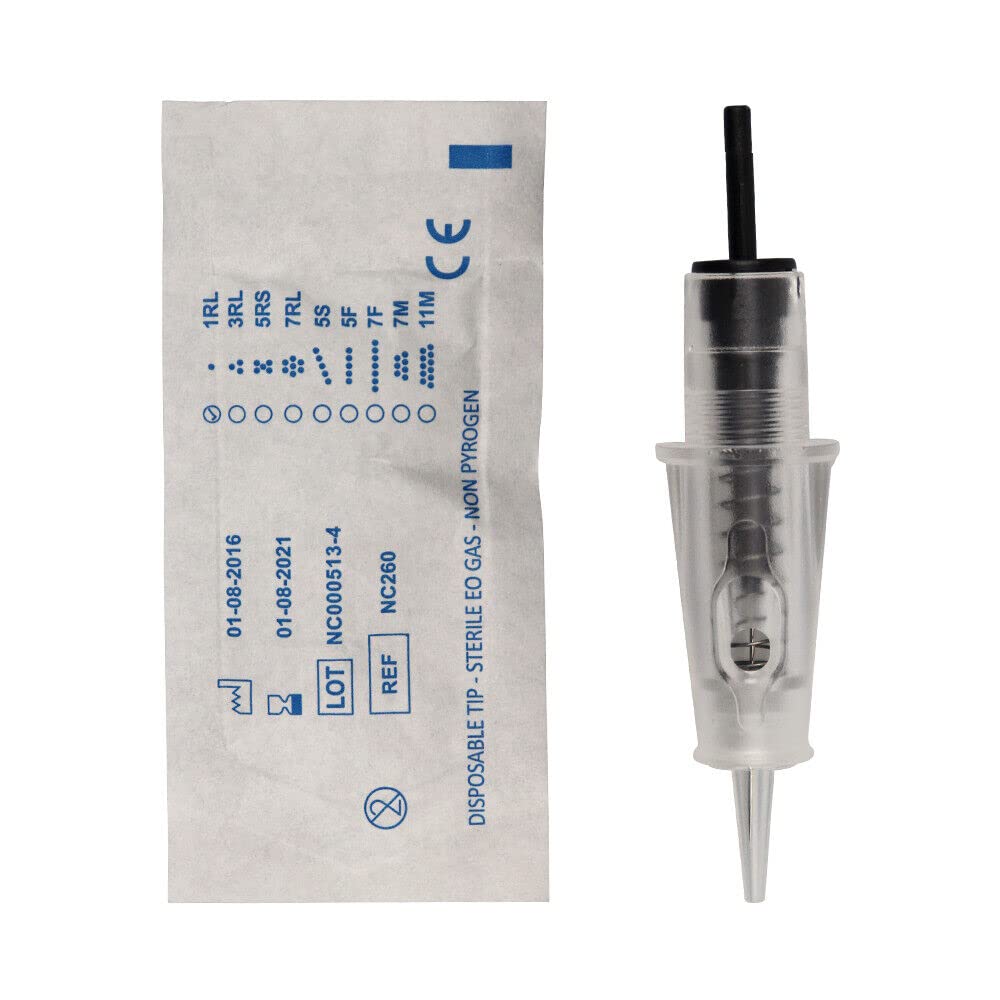 5Pcs 1RL Tattoo Needles - Professional Disposable Cartridge Needles for Permanent Makeup, Eyebrows & Lips - 10mm Diameter - Perfect for PMU Artists, Microblading & Cosmetic Tattooing