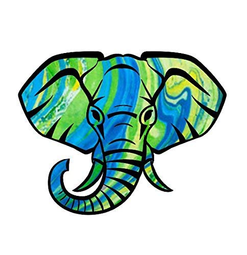 Waterproof Elephant Head Tie Dye Car Decals - Green Vinyl Stickers for Bumper, Body, Door & Window - 5