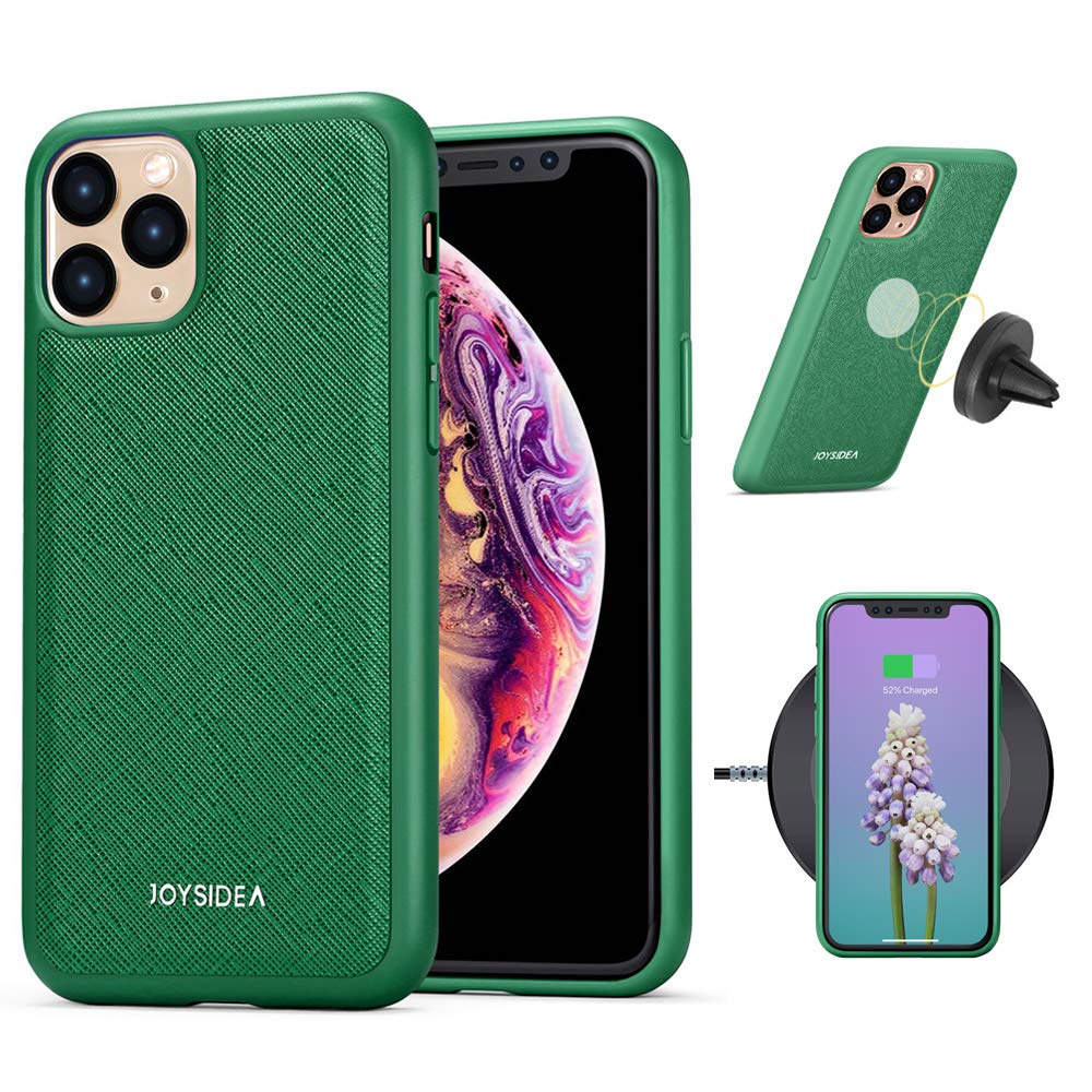 Premium Magnetic Car Mount & Wireless Charging PU Leather Case for iPhone 11 Pro Max (6.5