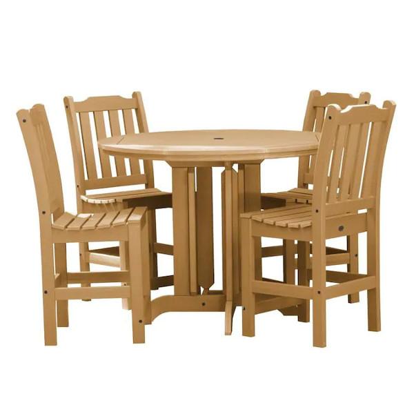 Lehigh 5-Piece Round Counter Height Recycled Plastic Outdoor Dining Set - Patio, Deck, Garden, or Backyard Furniture for Casual Entertaining