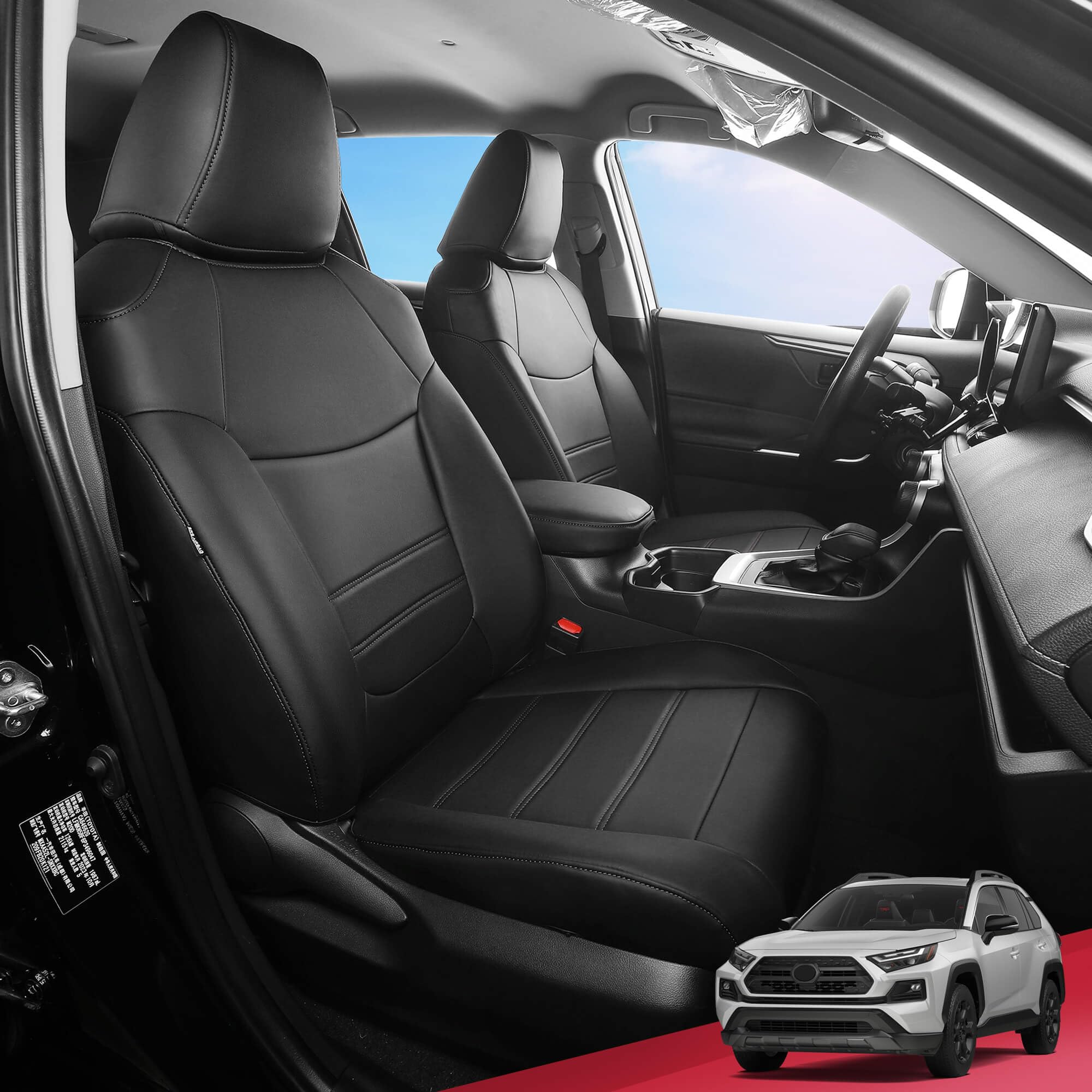 Premium Custom Fit Seat Covers for Toyota RAV4 2019-2025 (LE/XLE/Limited/XLE Premium) - Waterproof Leather SUV Seat Protectors - Black - Perfect for Road Trips & Family Adventures