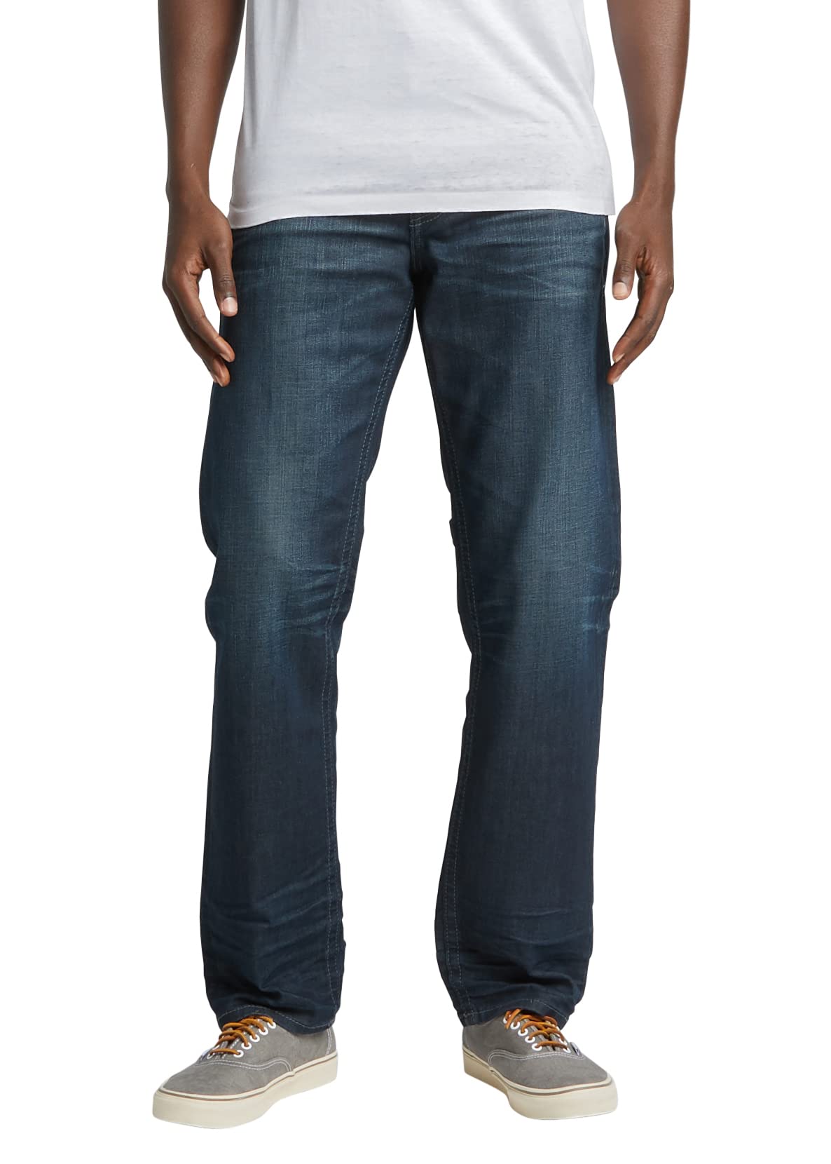 Silver Jeans Co. Men's Eddie Relaxed Fit Tapered Leg Jeans - Comfortable Casual Denim Pants for Everyday Wear, Work & Weekend Outings