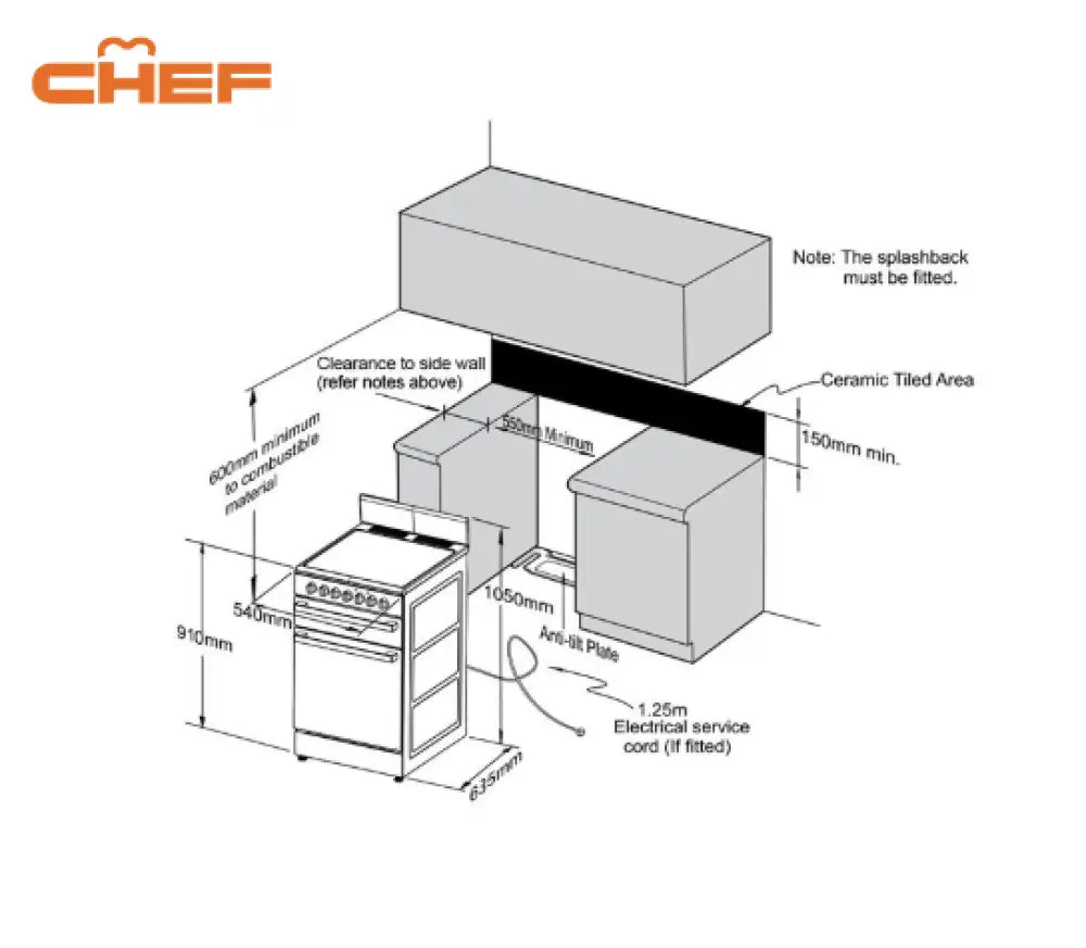 Chef CFG517WBLP 54cm Freestanding LP Gas Cooker - Professional Stainless Steel Stove for Home & Restaurant Cooking | Outdoor BBQ, Camping, Catering