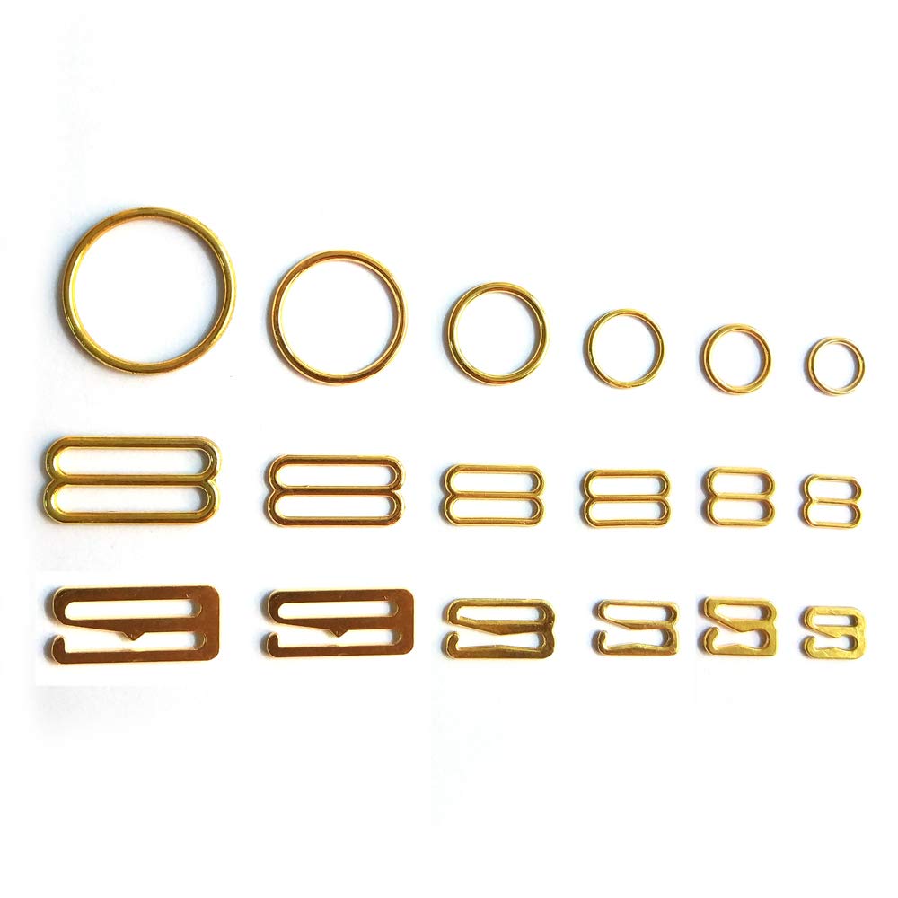 150-Piece Metal Lingerie Adjustment Strap Slides - Gold Sewing Clips & Bra Hook Clasps (10mm) for DIY Lingerie Repair & Underwear Strap Replacement - Perfect for Sewing, Crafting & Wardrobe Fixes
