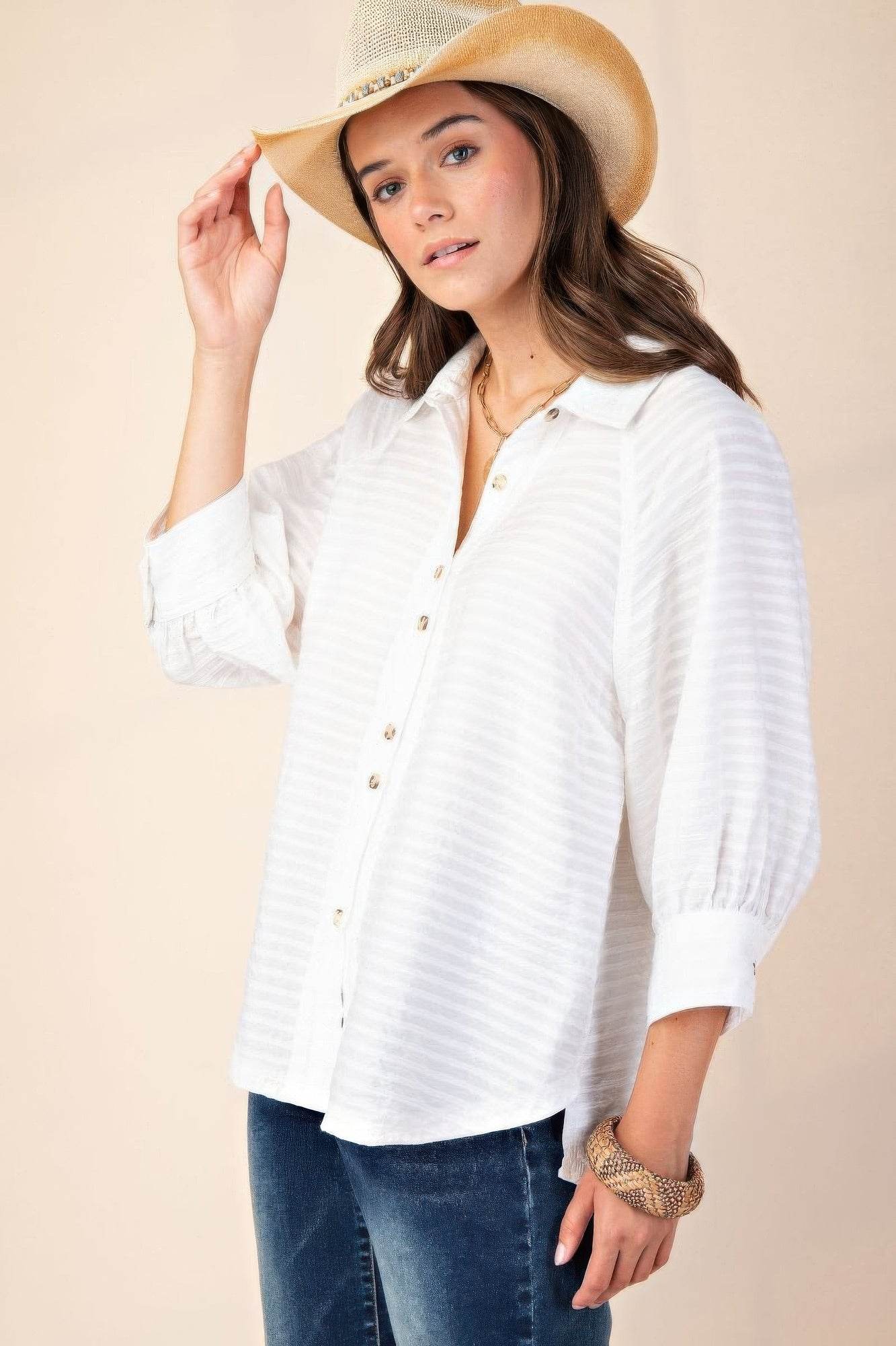 Textured Woven Button Down Shirt for Men & Women - Casual & Office Wear - Perfect for Business, Dates & Everyday Outfits