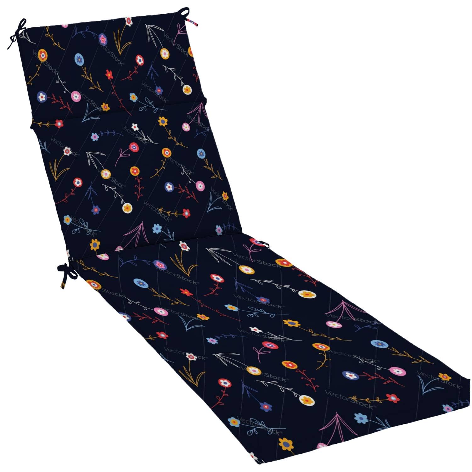 Floral Water-Resistant Outdoor Indoor Chaise Lounge Cushion - Herbal Print Patio Chair Seat Cushion for Garden, Poolside & Deck Furniture - Perfect for Relaxing in Sunrooms, Balconies and Backyard Lounging