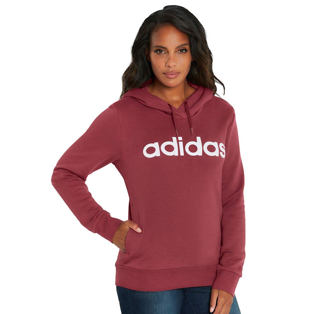 Adidas Women's Essentials Linear Pullover Hoodie - Soft Fleece Sweatshirt with Kangaroo Pocket | Perfect for Gym, Running, Yoga & Casual Wear