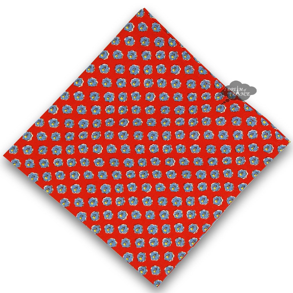 Le Cluny Red Provence Cotton Napkins with Olive Design - Elegant Table Linens for Dining, Weddings & Home Decor