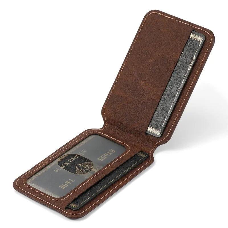 Samsung Galaxy S24 Vegan Leather Magnetic Card Holder - Slim Wallet for Credit Cards & ID - Perfect for Travel, Work, and Everyday Use