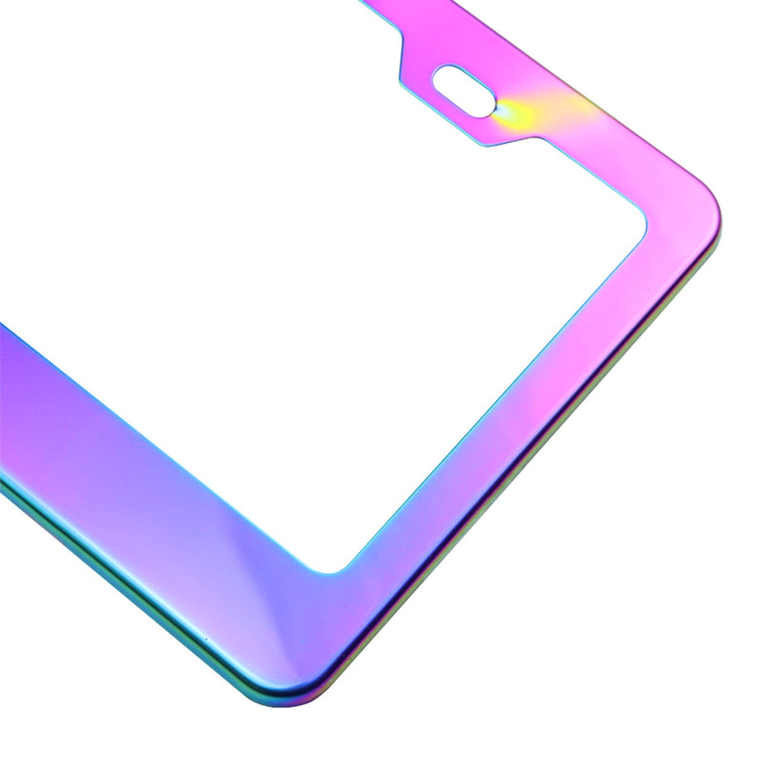 1 PC Slim Chrome Chameleon Design Car License Plate Frame - SUV/Truck License Plate Cover Holder (12.2In x 6.3In, Multicolored) - Durable & Stylish Auto Accessory for Cars, Trucks, SUVs - Perfect for Customization & Vehicle Protection