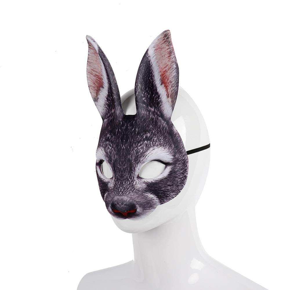 1Pcs Halloween Rabbit Ear Mask - Half Face Animal Mask for Halloween, Easter, Costume Party & Cosplay - Perfect for Kids & Adults Costume Accessories
