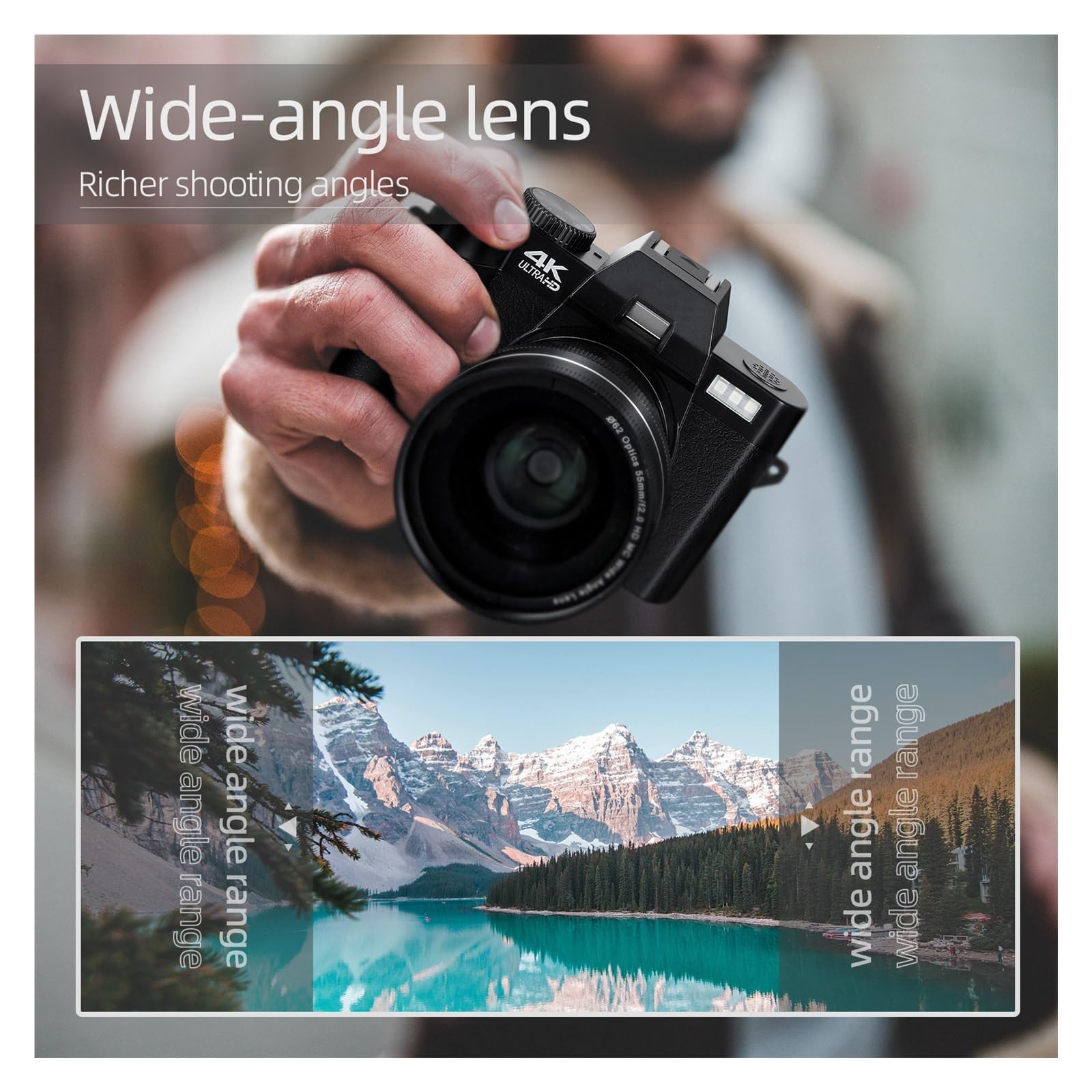 4K WiFi Digital Camera with Flip Screen - 48MP Vlog Camcorder for Travel & YouTube