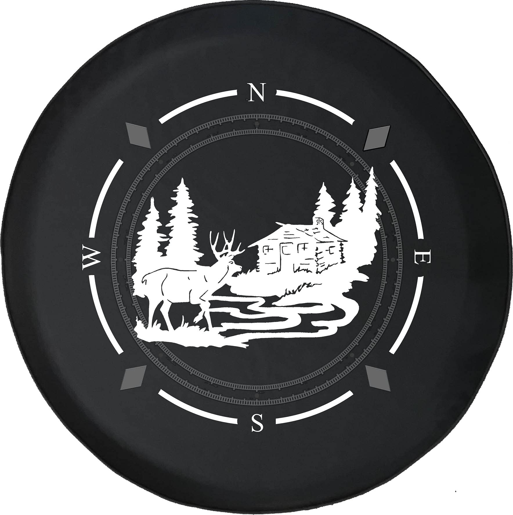 American Unlimited Spare Tire Cover with Compass Design - Durable Hunting & Cabin Wheel Protector for SUV, Trailer, RV Accessories | Perfect for Off-Road Adventures & Outdoor Camping