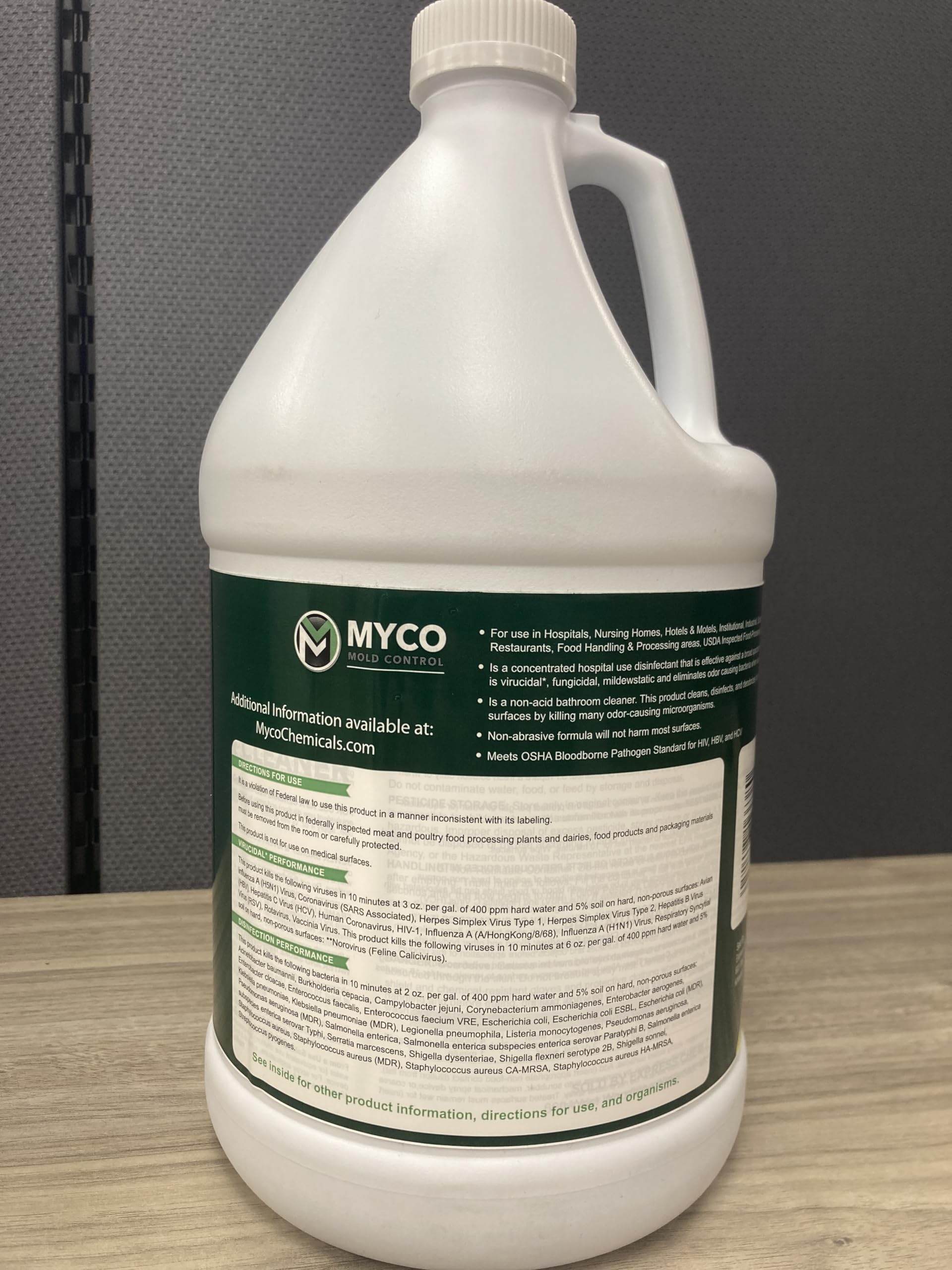 Myco Mold Control Concentrate - EPA Registered Disinfectant & Cleaner for Mold Remediation | Hospital-Grade Formula for Homes, Hospitals, Schools & Commercial Use | 1 Gallon | Ideal for Bathrooms, Basements & Water-Damaged Areas