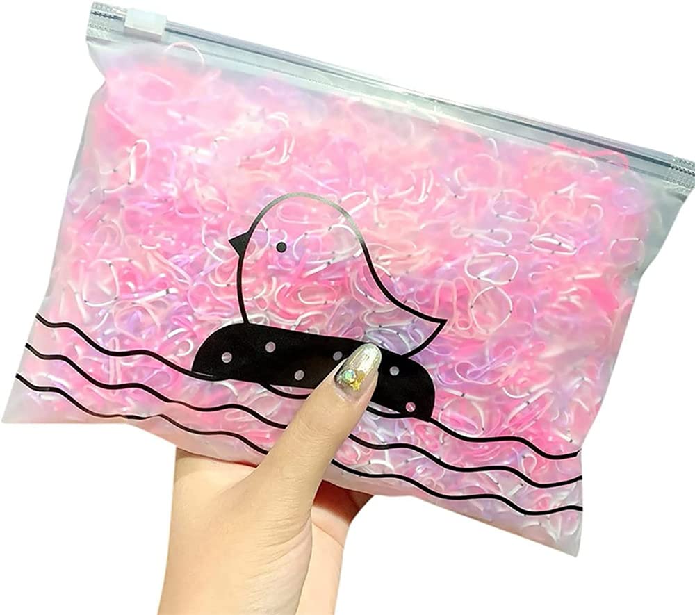 KDGENG 1000pcs Disposable Soft Elastic Hair Ties for Women & Girls - Small Tiny Colorful Rubber Bands, Clear Mini Hair Elastics for Braids, Ponytails & Hairstyling - Perfect for Daily Use, School & Parties