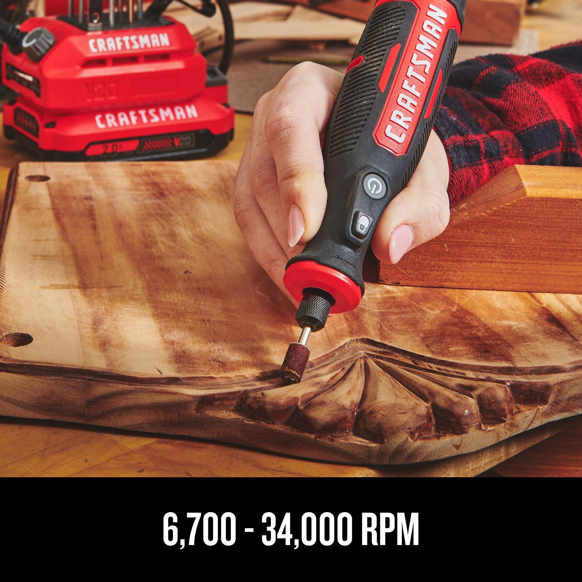 CRAFTSMAN V20 Cordless Rotary Tool Kit (CMCE030B) - High-Power DIY Tool for Woodworking, Metal Engraving & Home Repairs | Perfect for Crafting, Polishing & Cutting Projects