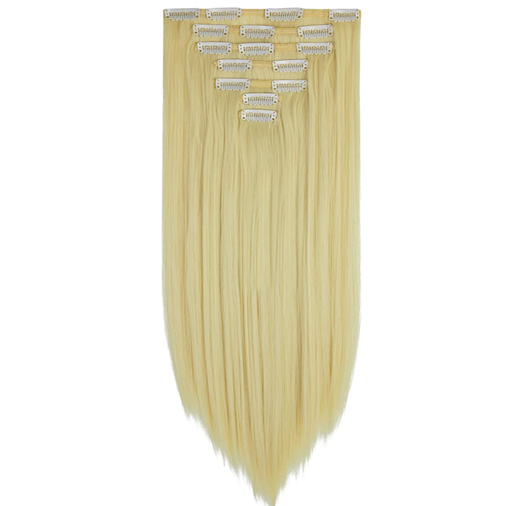 OMGREAT 23 Inch 7-Piece Clip-in Hair Extensions for Women - Long Straight Thick Human Hair Extensions in Medium Brown | Perfect for Volume, Length & Styling for Parties, Weddings & Daily Wear