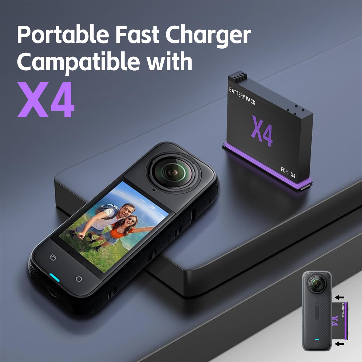 360 X4 Battery (2-Packs) with Fast Charger Hub - 2500mAh Replacement Battery & 3-Channel Charging Station for 360 X4 Robot Vacuum - Includes Micro SD Card Slots - Perfect for Home Cleaning & Smart Device Accessories Storage