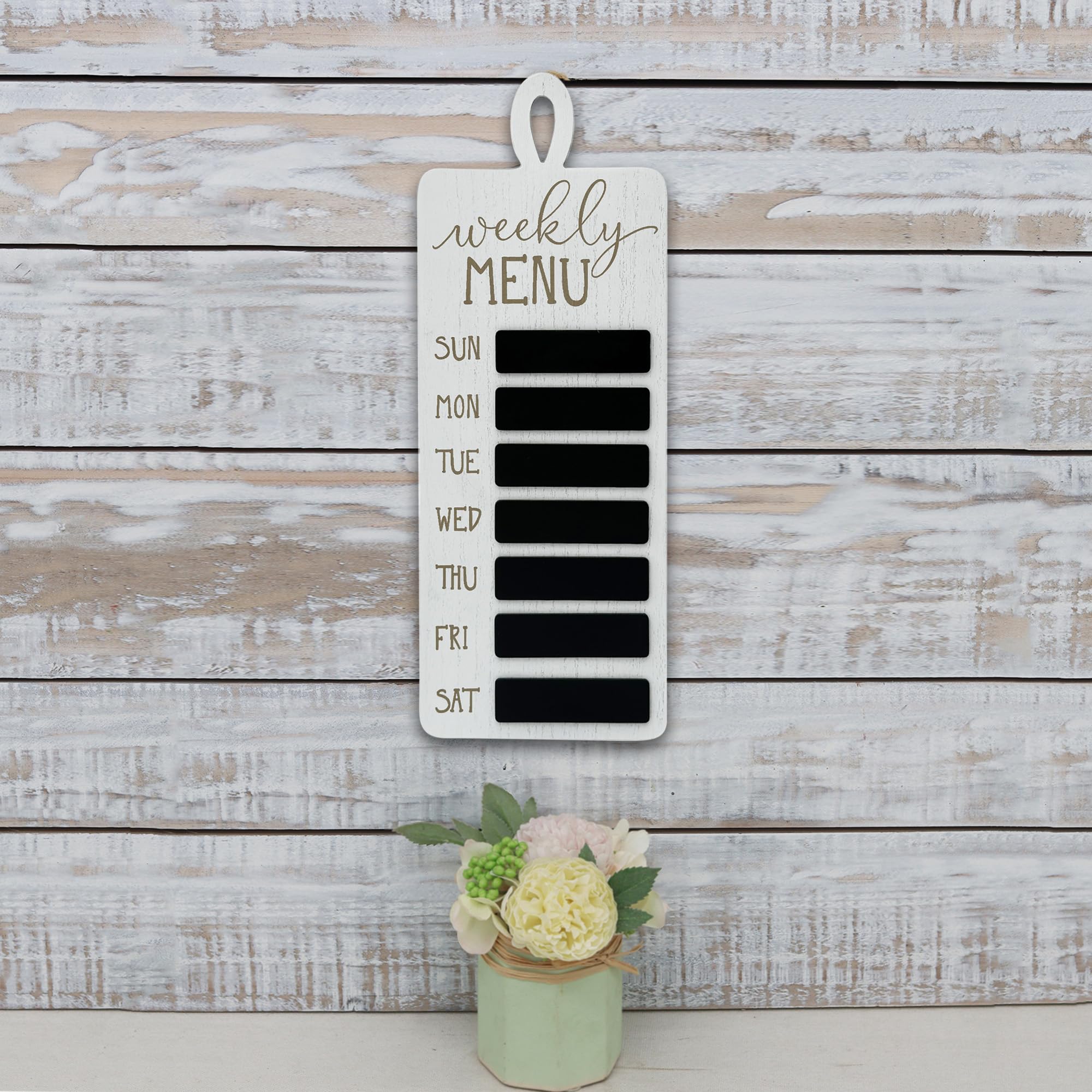 Farmhouse Weekly Menu Board - Wooden Kitchen Chalkboard Planner for Meal Organization - Perfect for Kitchen & Dining Room Wall Decor - Ideal for Meal Planning, Grocery Lists & Family Schedules
