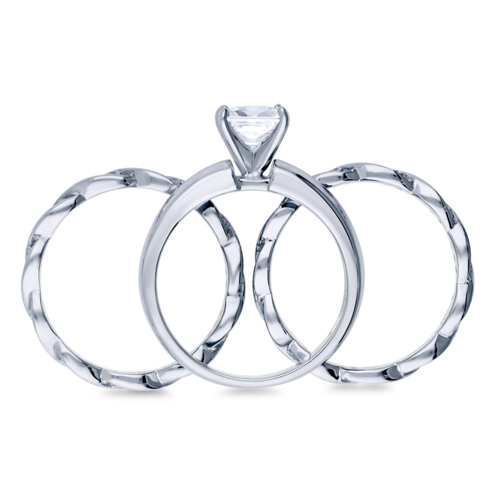 BERRICLE Sterling Silver Solitaire Wedding & Engagement Ring Set for Women - 1.2 Carat Princess Cut Cubic Zirconia CZ, Rhodium Plated, Size 4-10 | Perfect for Proposals, Anniversaries & Special Occasions