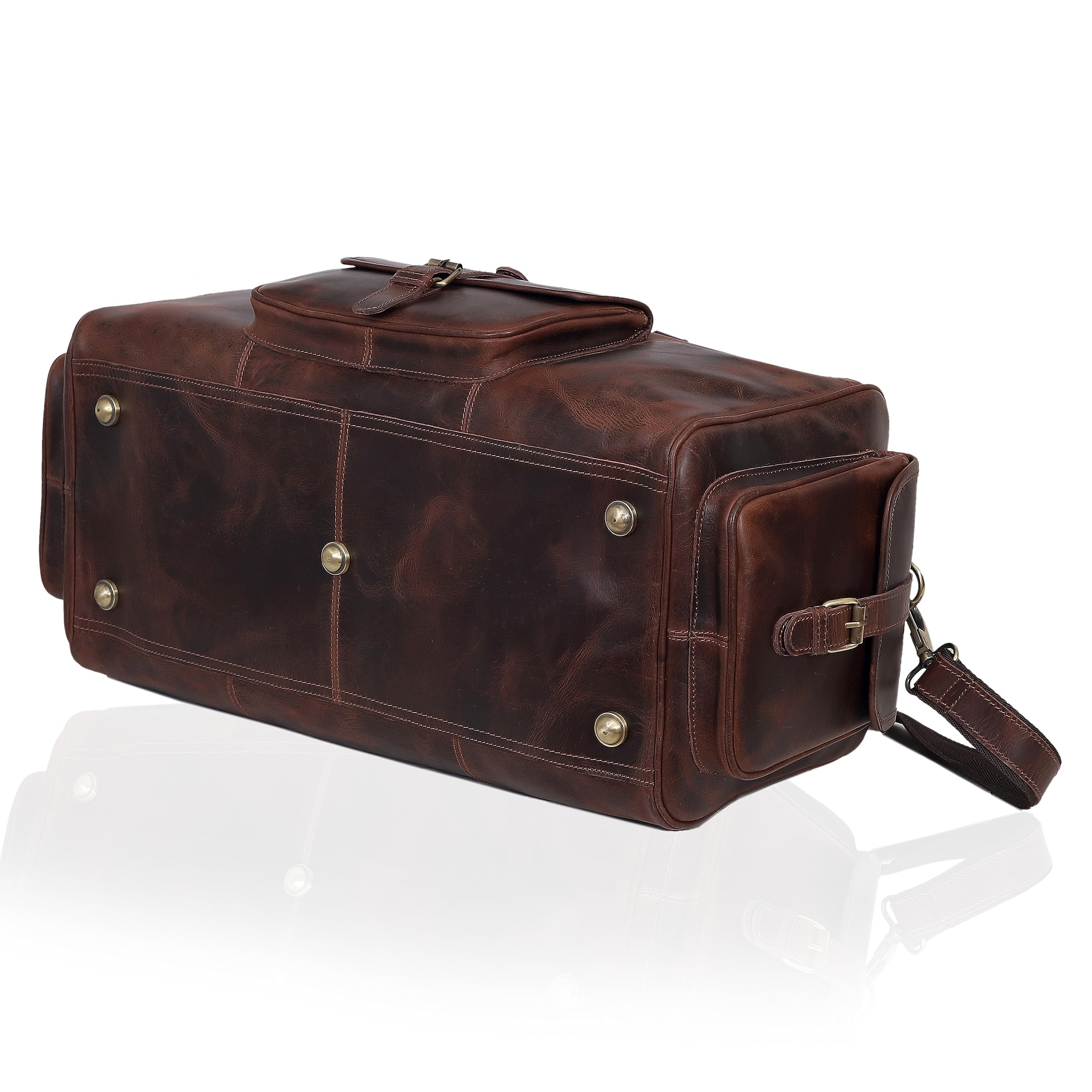 Premium Full Grain Leather Duffel Bag for Men - 24
