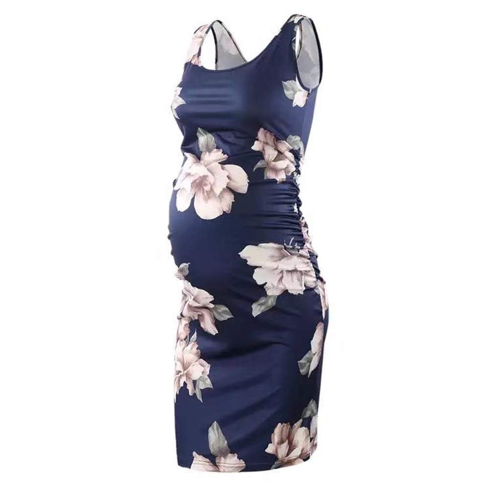 Maternity Bodycon Dress for Women - Stretchy Ruched Side Nursing Dress for Pregnancy & Breastfeeding, Perfect for Baby Shower, Daily Wear & Special Occasions