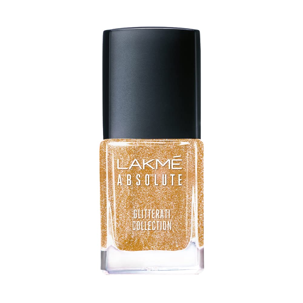 LAKMÉ Glitterati Collection Nail Polish - High Glam Shimmery Finish, Champagne Sparkle (12ml) - Perfect for Parties, Weddings & Special Occasions