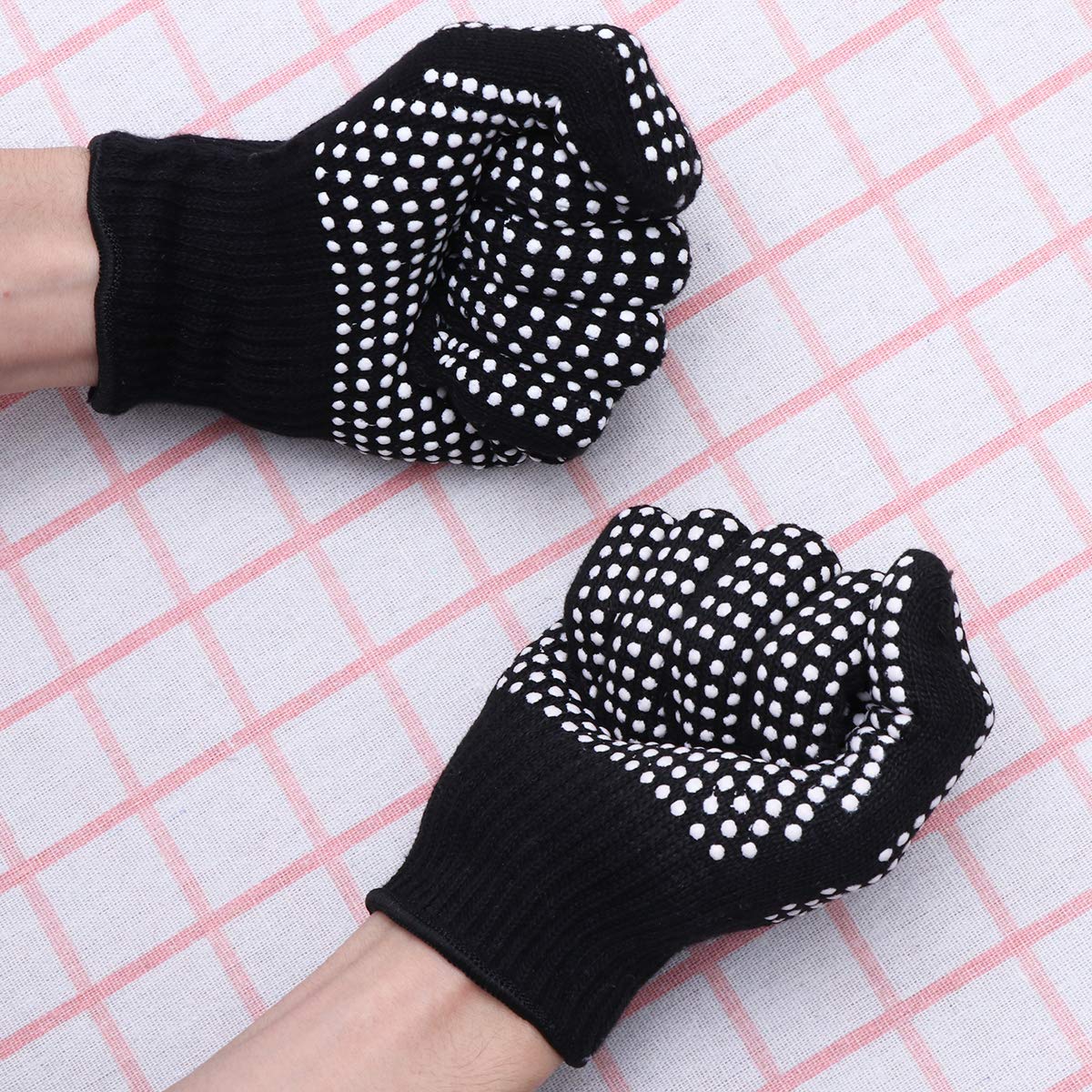 Beaupretty Heat-Resistant Oven Gloves for Cooking & Hair Styling - Thermal Protection for Baking, Grilling & Curling Iron Use - Black