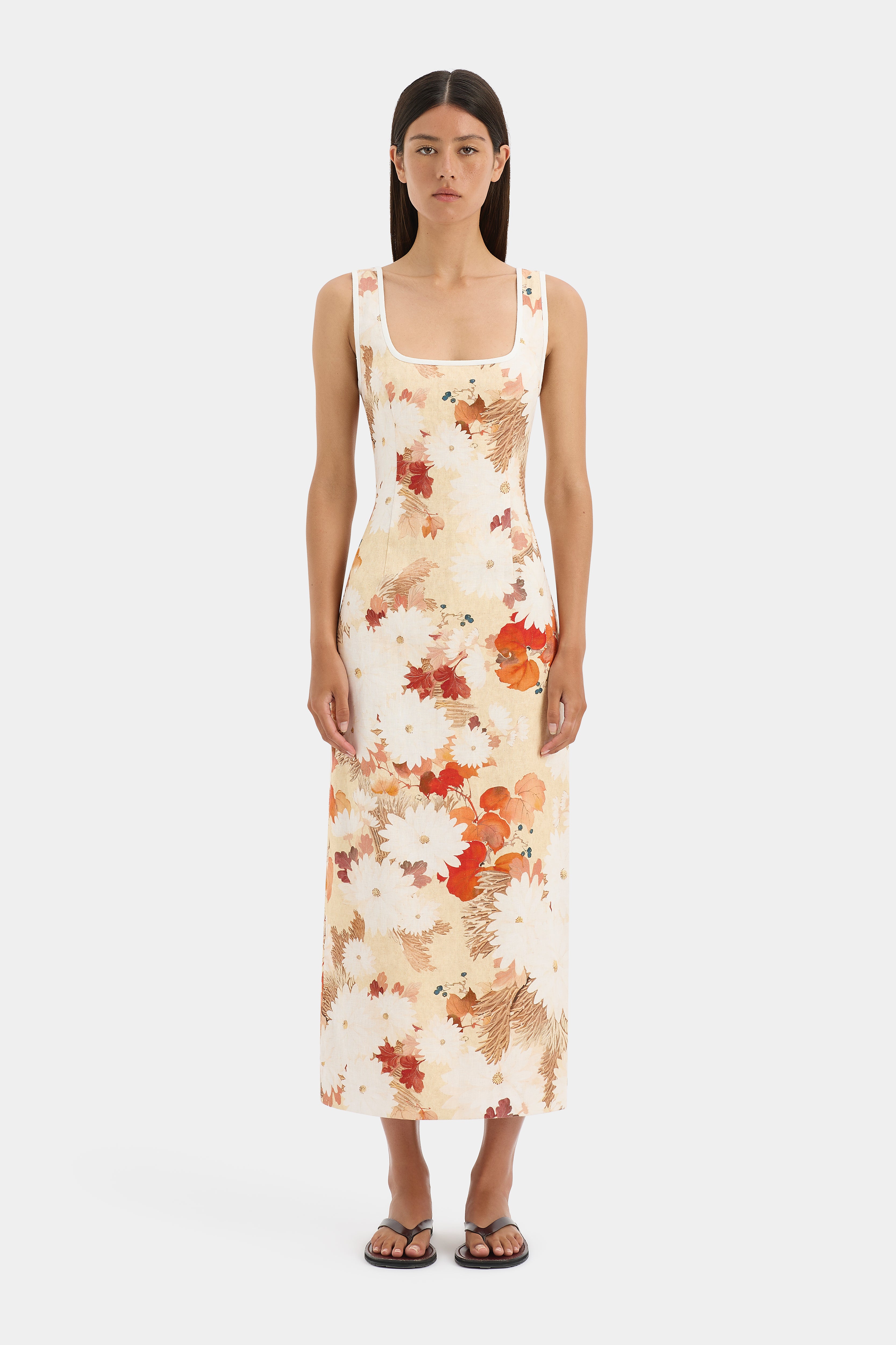 Jessamine Floral Print Midi Dress for Women - Elegant Summer Casual & Party Wear - Perfect for Beach, Wedding, and Date Night