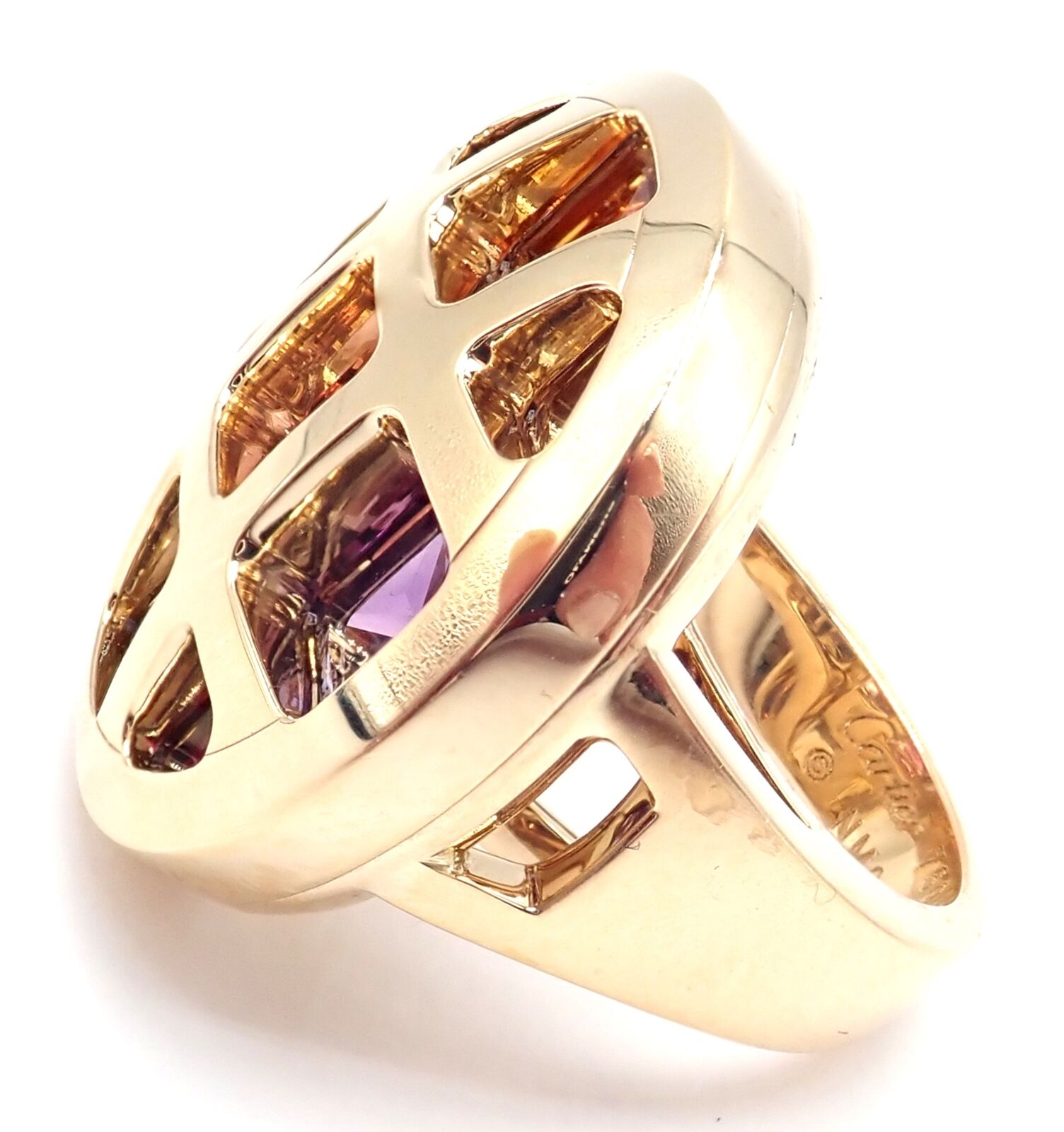 Authentic Cartier Pasha 18k Yellow Gold Ring with Amethyst, Citrine, Garnet & Tourmaline Gemstones | Luxury Jewelry for Women, Gift for Anniversary, Wedding & Special Occasions