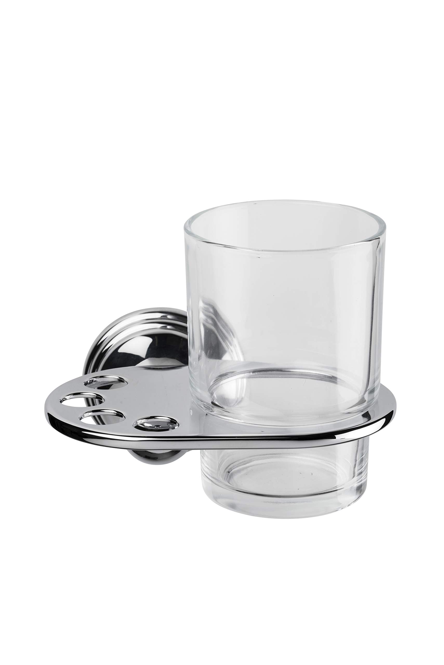 Croydex Westminster Chrome & Glass Toothbrush Holder & Tumbler Stand - Bathroom Organizer for Countertop Storage | Perfect for Modern Homes & Guest Bathrooms