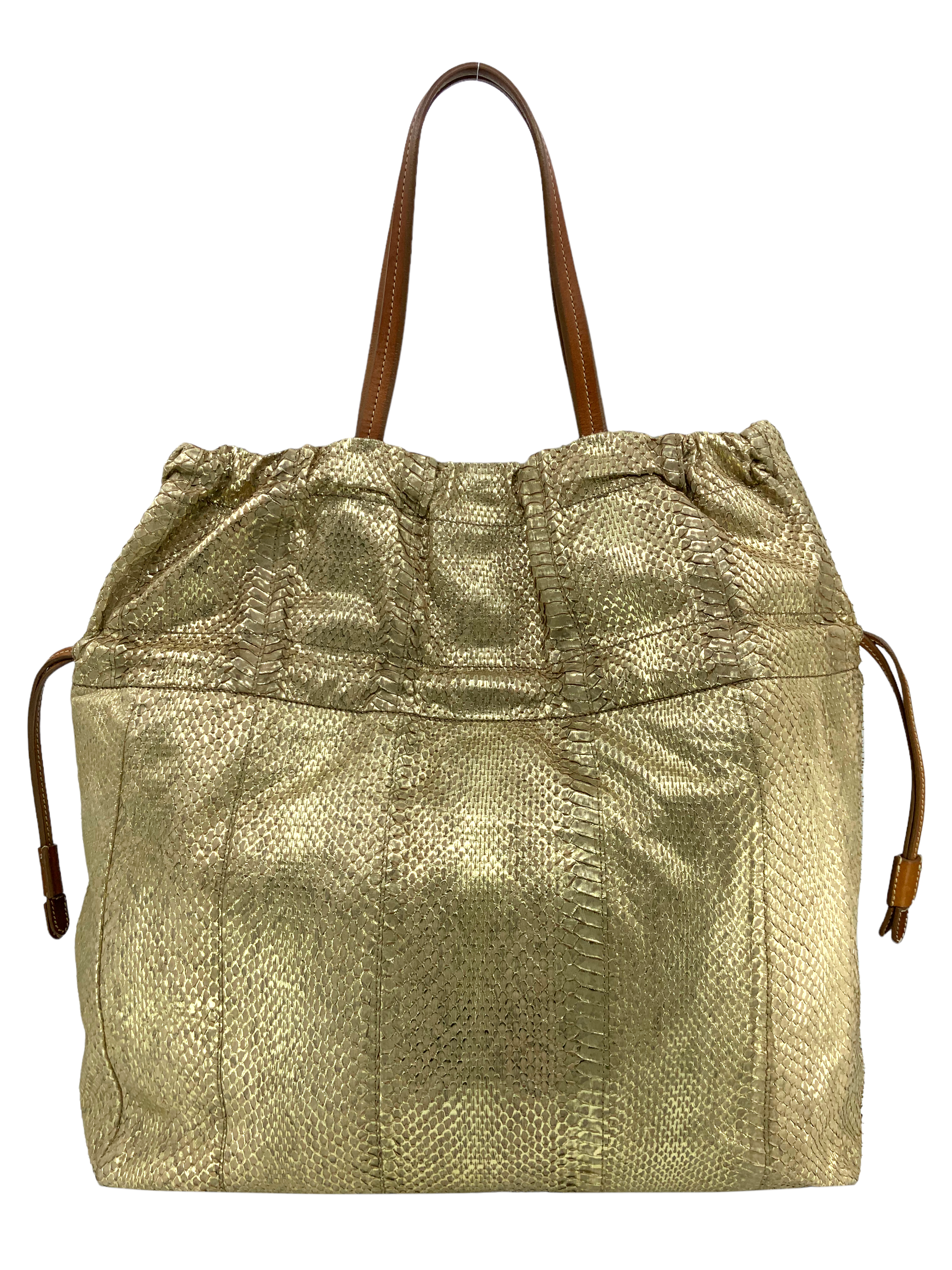 Prada Oro Viper Drawstring Shopping Tote Bag - Luxury Designer Handbag for Women | Perfect for Work, Travel & Everyday Use