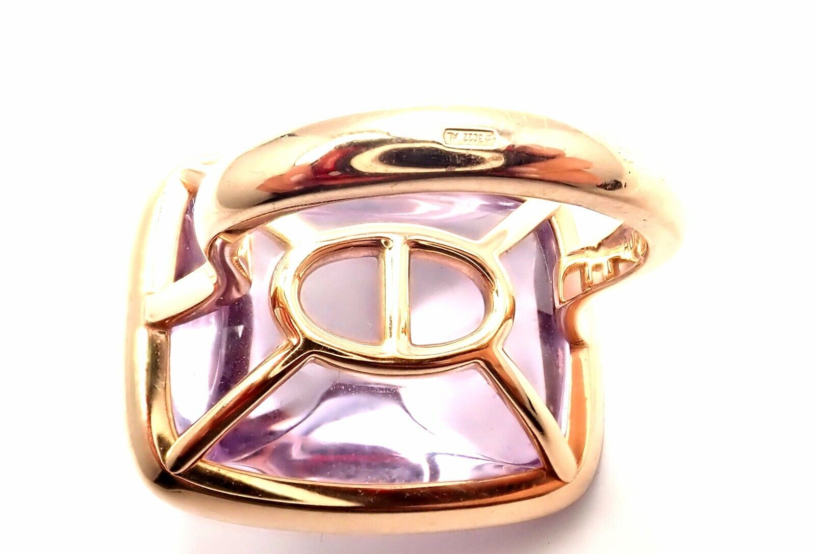 Authentic Hermes 18k Rose Gold Diamond Large Amethyst Ring - Luxury Jewelry for Women, Perfect for Weddings, Anniversaries & Special Occasions