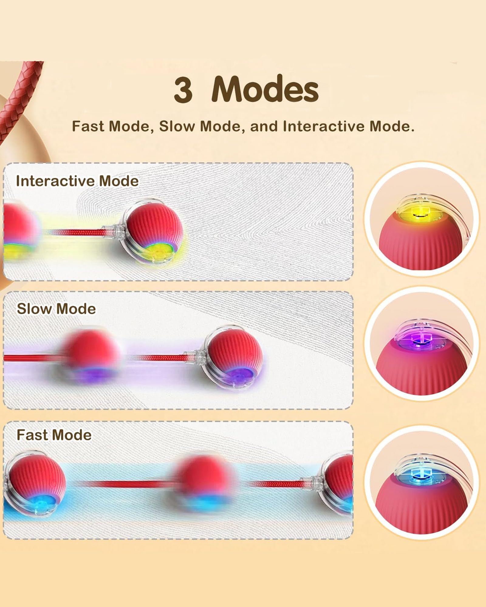 2025 Upgraded Smart Self-Rolling Electric Interactive Cat & Dog Ball Toy - Red - Fun Indoor Play for Bored Adult Cats & Kittens - Perfect for Exercise & Mental Stimulation