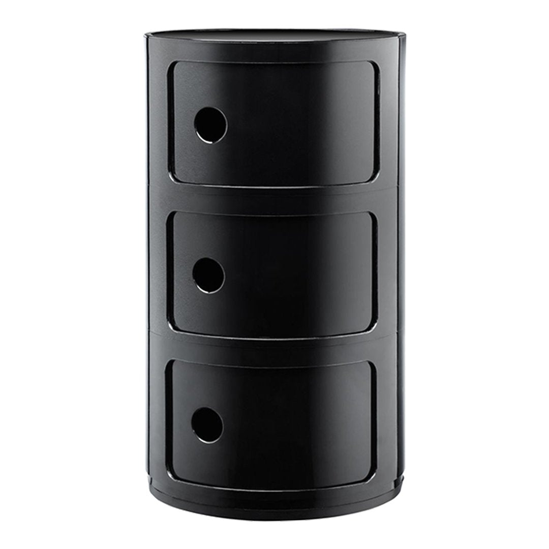 Componibili Round 3-Door Storage Tower - Modern Modular Organizer for Bedroom, Living Room & Office - Space-Saving Furniture Solution