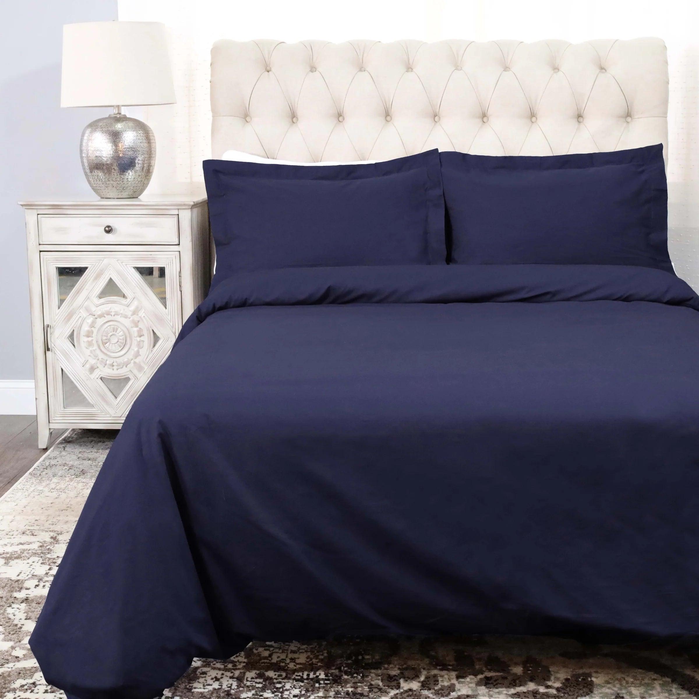 Premium 100% Cotton Percale Duvet Cover Set - Soft & Breathable Bedding for Modern & Traditional Bedrooms - Perfect for Home, Hotel, and Guest Room Decor