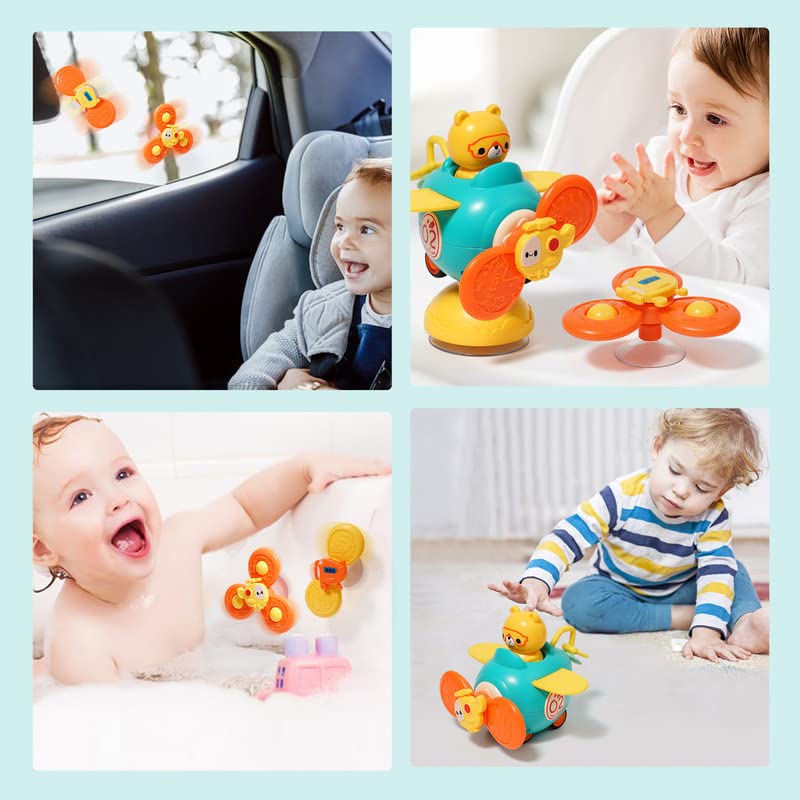 3 in 1 High Chair Toys with Suction Cups - Spinner, Teething Tray & Rattle for Babies 6-18 Months - Interactive Learning & Sensory Development Toy for Toddlers - Perfect for High Chair, Bath Time & Playtime - Ideal Baby Shower & Birthday Gift for Boys & Girls