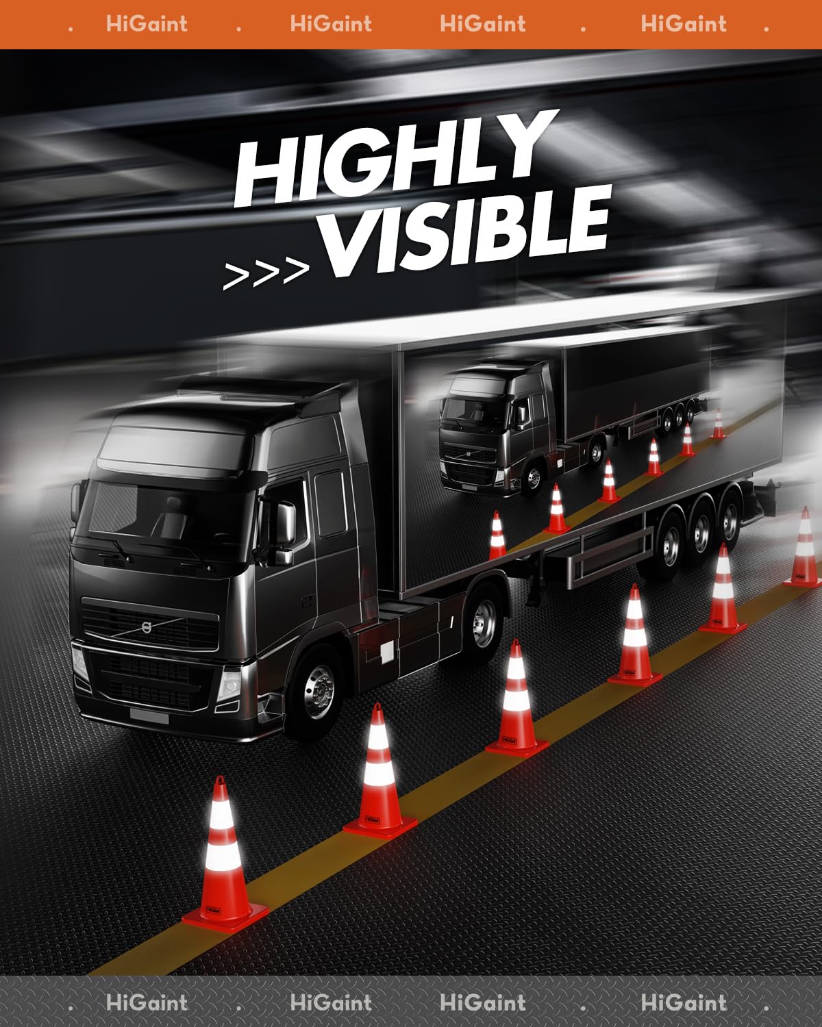 12 Pack HiGiant 28 Inch Reflective Traffic Safety Cones - Heavy Duty Orange PVC Road Cones for Construction, Parking Lots, Driving Training & Sports Events - Perfect for Road Work, School Zones & Emergency Situations