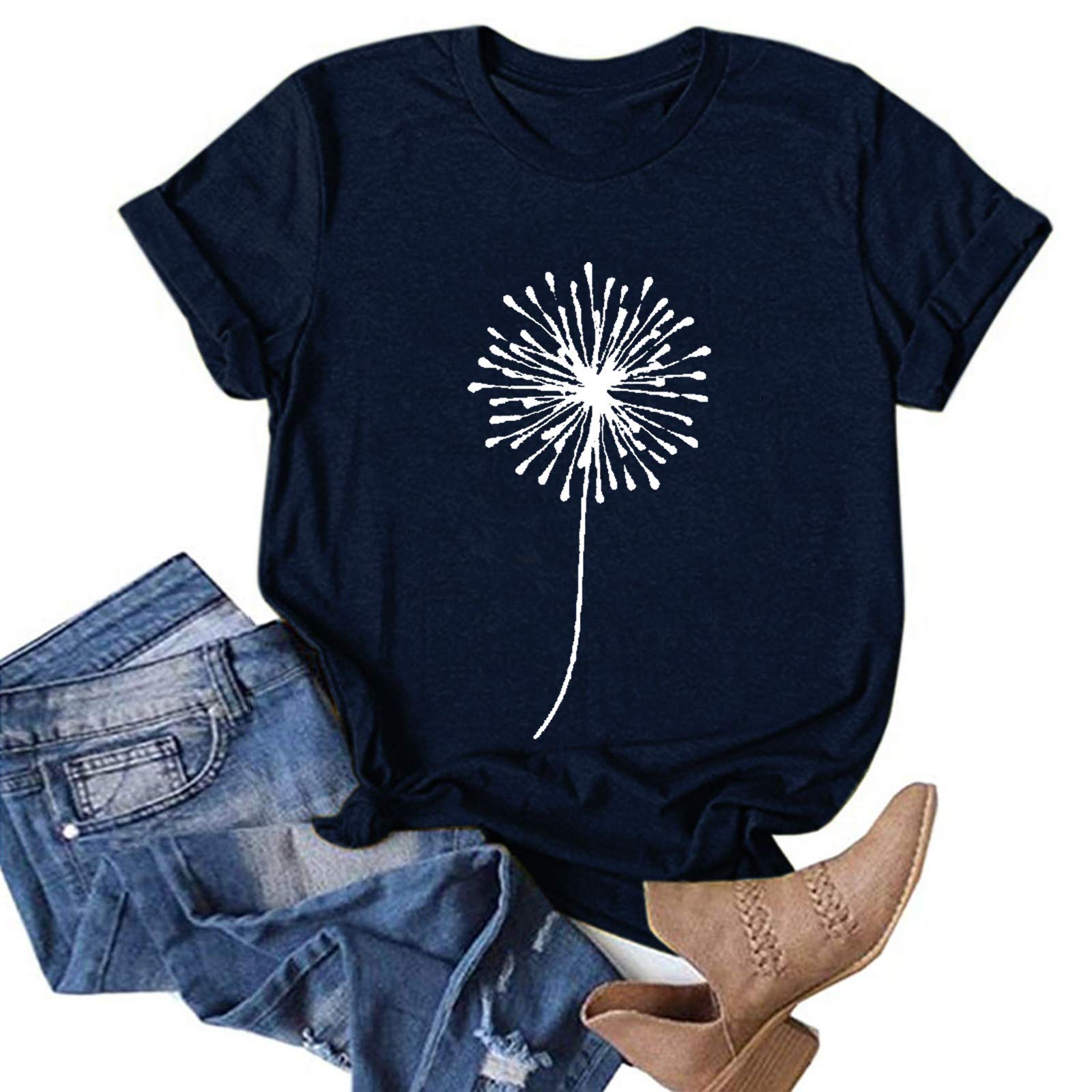 Vintage V-Neck T-Shirt for Women - Loose Casual Summer Top for Plus Size
