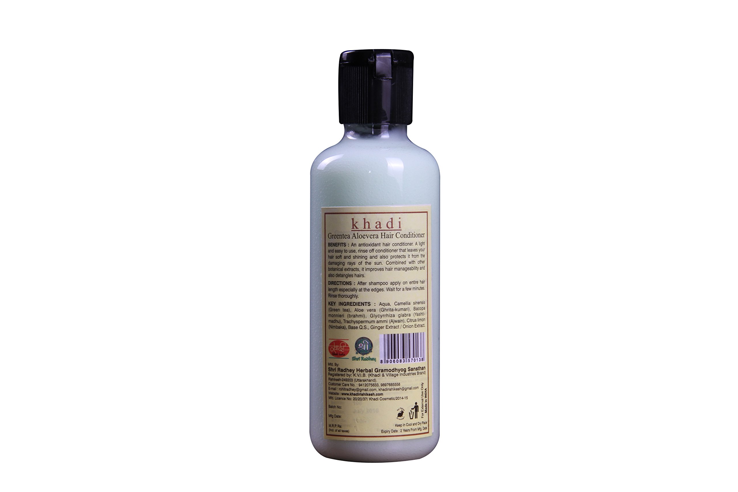 KHADI RISHIKESH Herbal Green Tea Aloe Vera Hair Conditioner - Softens & Shines Hair, Improves Manageability & Detangles - For Men & Women - 210ml - Perfect for Dry, Damaged Hair & Daily Hair Care Routine