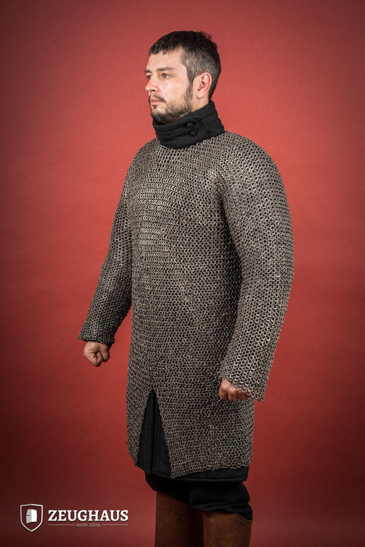 Stainless Steel Chainmail Hauberk - 9mm Flat Ring Riveted Medieval Armor for LARP, Cosplay & Historical Reenactment