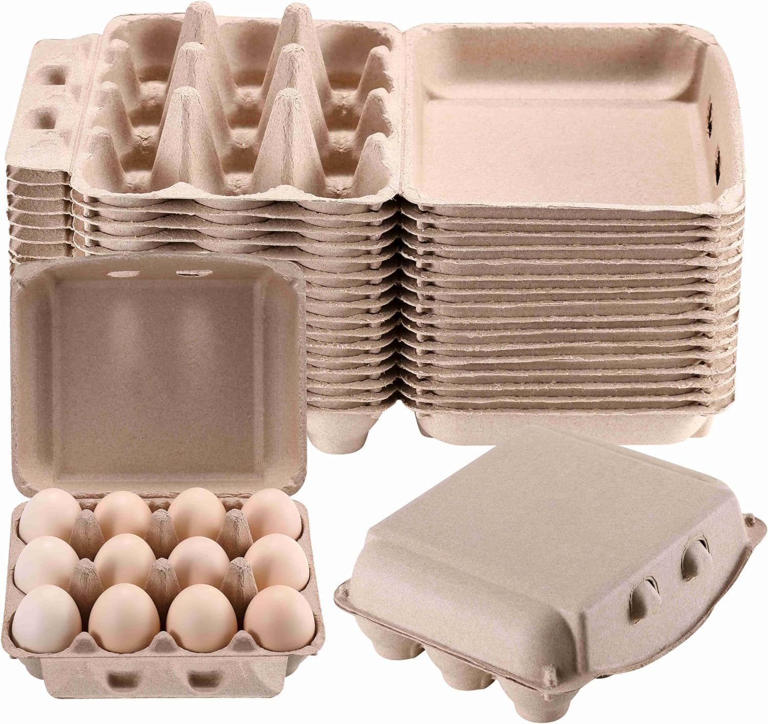 20 Pack Reusable Cardboard Egg Cartons - 3×4 Design Holds 12 Eggs, Bulk Chicken Egg Crates for Farmers Market, Egg Storage & Transport | Perfect for Poultry Farms, Home Use & Commercial Packaging